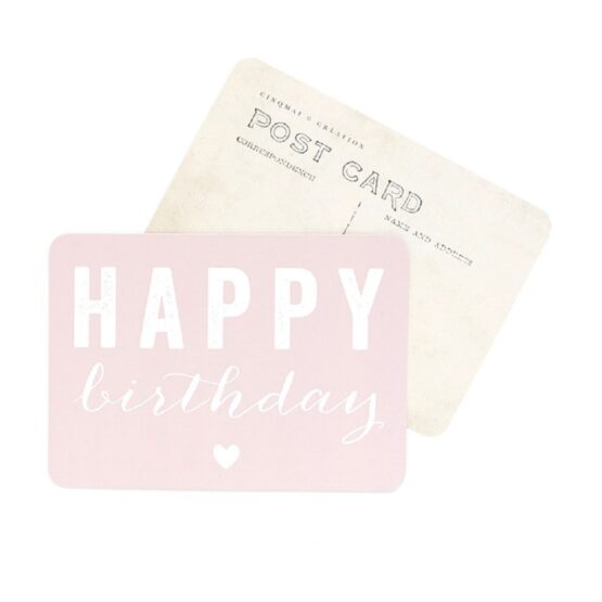 Carte Happy Birthday Cœur - Rose Poudré