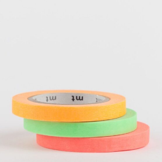 Masking Tape Slim - Set De 3 Couleurs Fluos - Rose, Vert, Orange