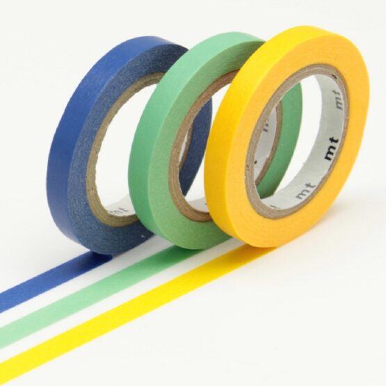 Masking Tape Slim - Set de 3 couleurs - Jaune, Bleu, Vert