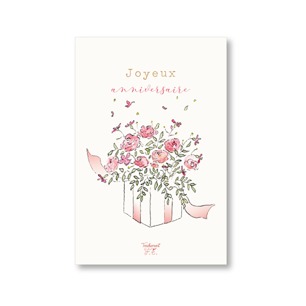 Carte Joyeux Anniversaire - Bouquet De Fleurs - Little marmaille