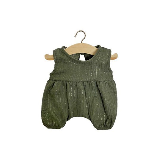 Barboteuse Noa En Double Gaze - Lurex Vert Olive - Pour Poupée Gordis Paola Reina