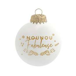 boule de noël nounou fabuleuse baubels sur fond blanc