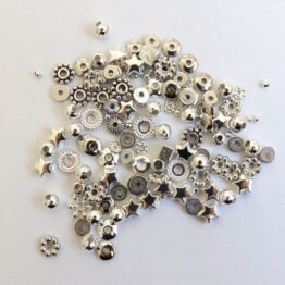 mix perles intercalaire argent, vue de face sur fond blanc