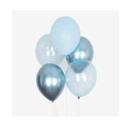 10 ballons unis mix bleu my little day sur fond blanc