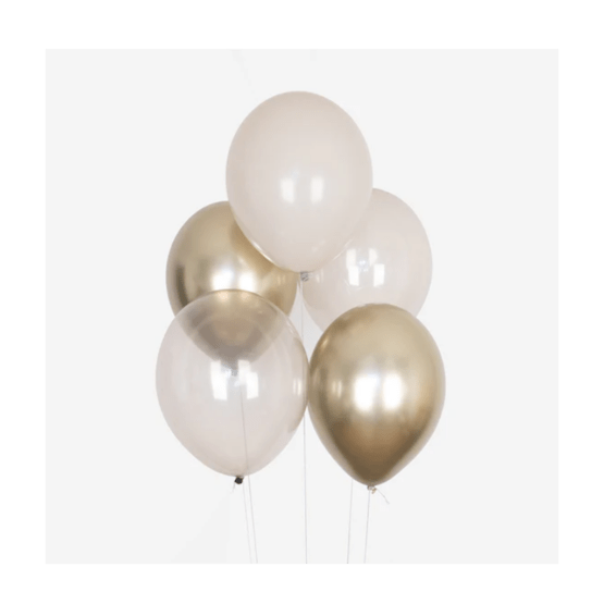 10 ballons unis mix doré my little day sur fond blanc