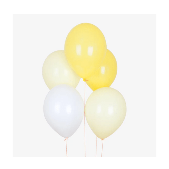 10 ballons mix jaune my little day sur fond blanc