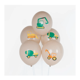 5 ballons chantier my little day sur fond blanc