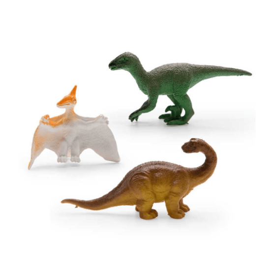 lot de 4 mini dinosaures hgl détail figurines sur fond blanc