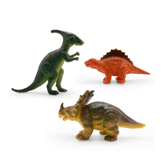 lot de 4 mini dinosaures hgl détail figurines dinosaures sur fond blanc