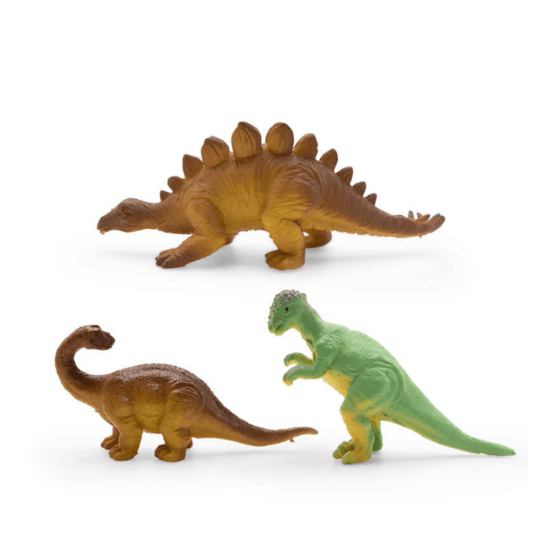 lot de 4 mini dinosaures hgl détail 3 figurines sur fond blanc