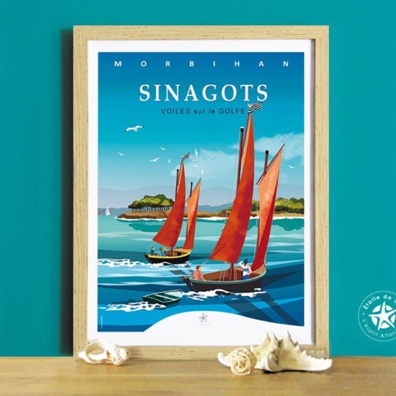 affiche Sinagots des voiles sur le golfe ambiance