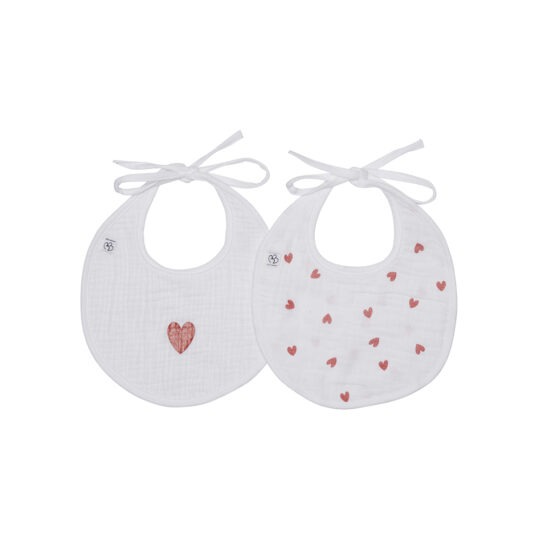 lot de deux bavoirs petit coeur de la marque bb&co