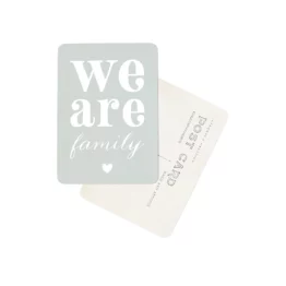 Carte we are family bleu cinq mai fond blanc