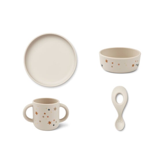 Set de vaisselle en silicone vivi liewood sur fond blanc