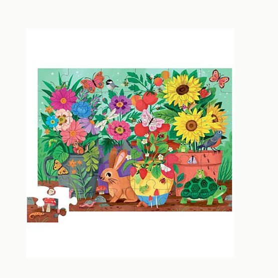 puzzle de sol 36 pièces 3+ les amis du jardin crocodile creek détail puzzle sur fond blanc