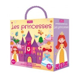 livre et puzzle apprends les mots les princesses sassi sur fond blanc