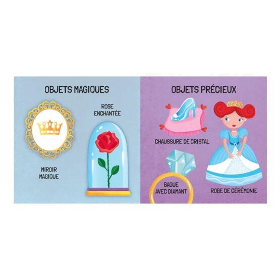 livre et puzzle apprends les mots les princesses sassi exemple page sur fond blanc