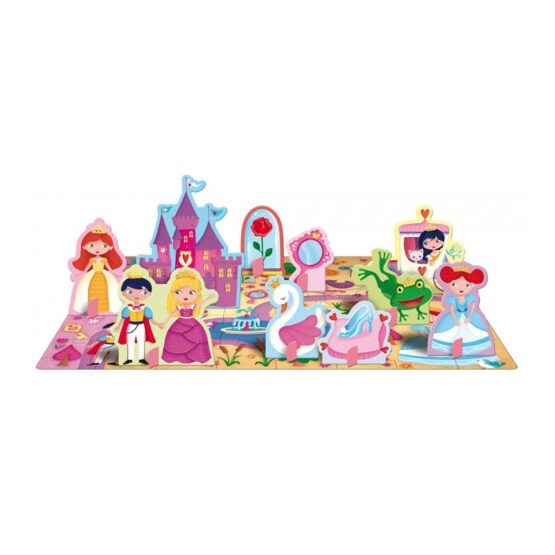 livre et puzzle apprends les mots les princesses sassi détail figurines sur fond blanc