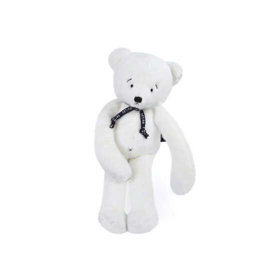 une peluche ours Méloé blanc Maïlou, vue de face sur fond blanc