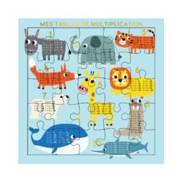 carte puzzle tables de multiplication animaux cartes d'art sur fond blanc