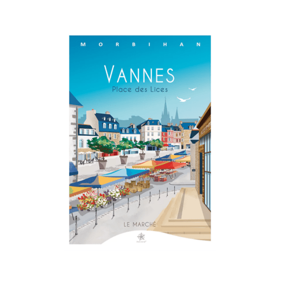 une carte représentant La Place Des Lices à Vannes Etoile De Sel, vue de face sur fond blanc