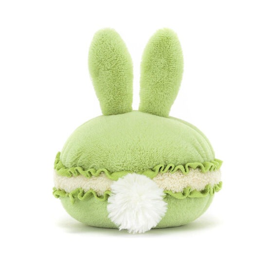 doudou lapin vert macaron vue de dos