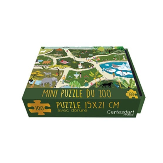 un mini puzzle 100 pièce zoo CARTESDART, vue de face sur fond blanc