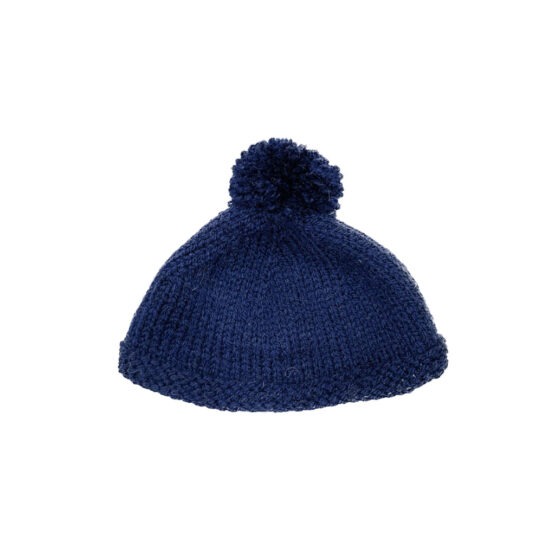 Bonnet Tricot Avec Pompon - Bleu Marine - Pour Poupée Gordis Minikane