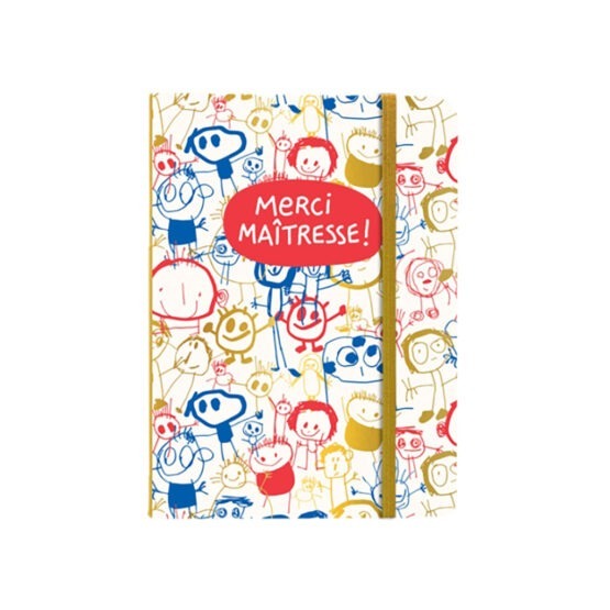 Carnet élastique merci maîtresse cartes d'art