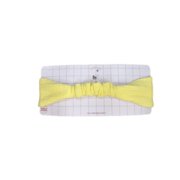 Bandeau à nouer gaze de coton jaune tête de lylotte