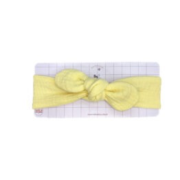 Bandeau à nouer gaze de coton jaune tête de lylotte