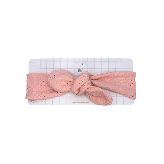 Bandeau broderie rose tête de lylotte