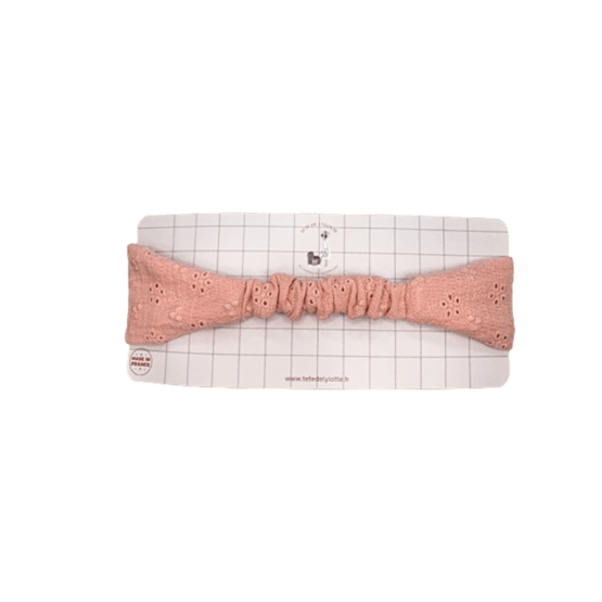 Bandeau broderie rose tête de lylotte