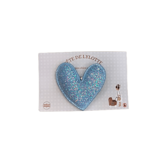 barrette coeur glitter bleu tête de lylotte