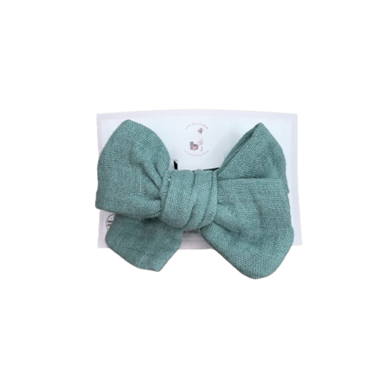 Barrette maxi noué vert sauge tête de lylotte