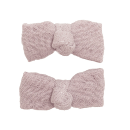 lot de 2 barrettes noeud en gaze pétale sur fond blanc