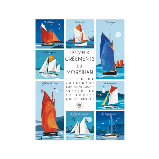 une affiches sur les vieux Gréements du Morbihan Etoile de Sel, vue de face sur fond blanc