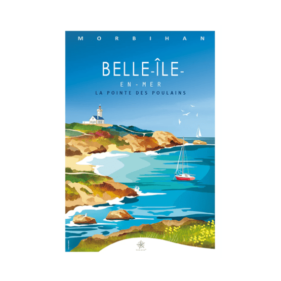 une carte Belle-Île Etoile de sel, vue de face sur fond blanc