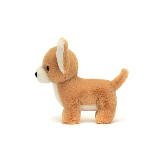 Isobel doudou chihuahua Jellycat, vue de côté sur fond blanc