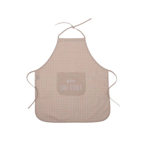 un tablier de cuisine en coton enduit BB&Co, vue de face sur fond blanc