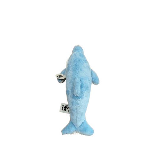 doudou dauphin bleu bon ton toys vue de haut sur fond blanc