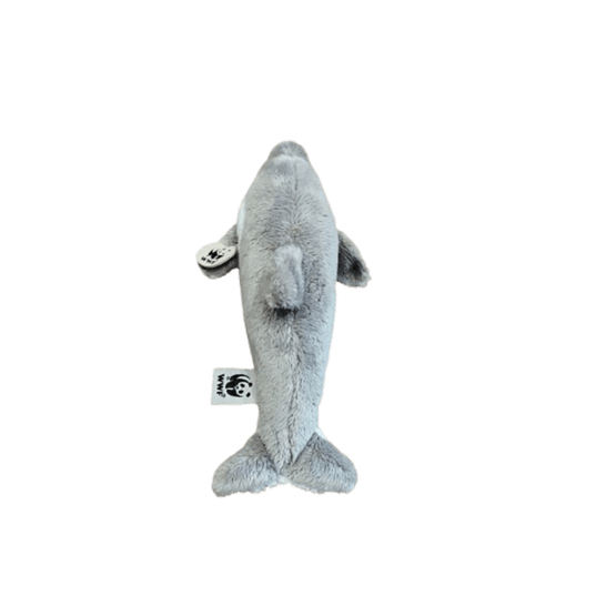 doudou dauphin gris bon ton toys vue de haut sur fond blanc