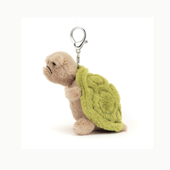 un porte-clé Timmy la tortue Jellyat, vue côté sur fond blanc