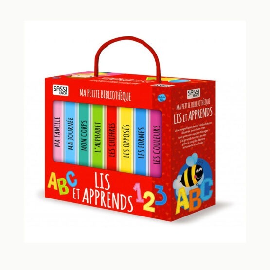 un coffret "ma petite bibliothèque" Sassi, vue de face sur fond blanc