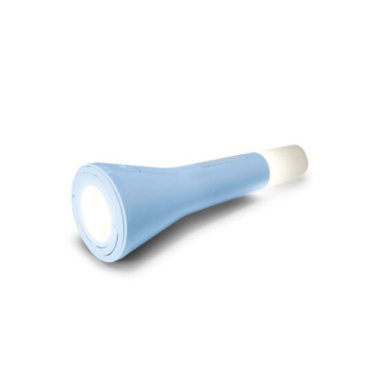 lampe torche bleu fond blanc