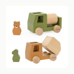 Lot de deux voitures chantier en bois animaux trixie