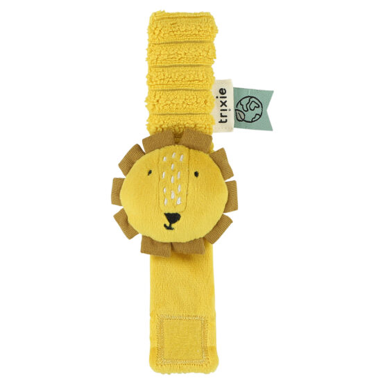 Hochet bracelet mr lion trixie baby de face sur fond blanc