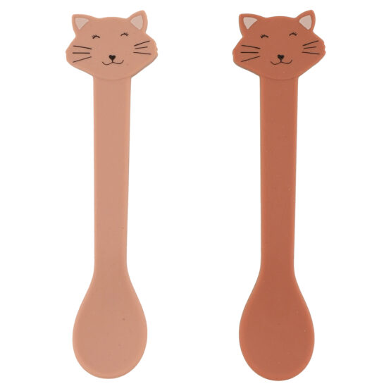 Lot de 2 cuillières Mme Chat TRixie Baby sur fond blanc