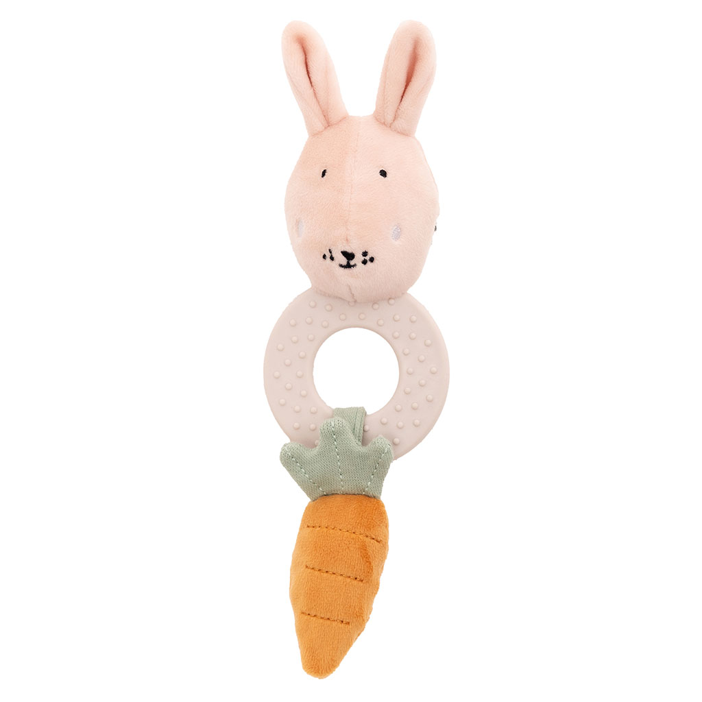 Jouet de dentition mme lapin trixie baby de face sur fond blanc