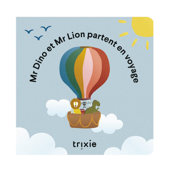 Couverture Livre Mr Dino et Mr Lion partent en voyage sur fond blanc